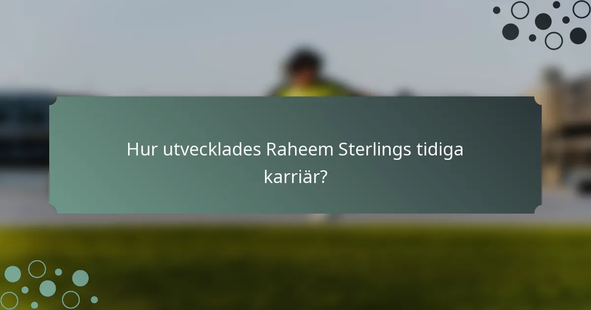 Hur utvecklades Raheem Sterlings tidiga karriär?