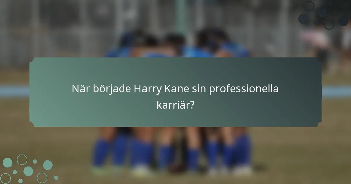 När började Harry Kane sin professionella karriär?