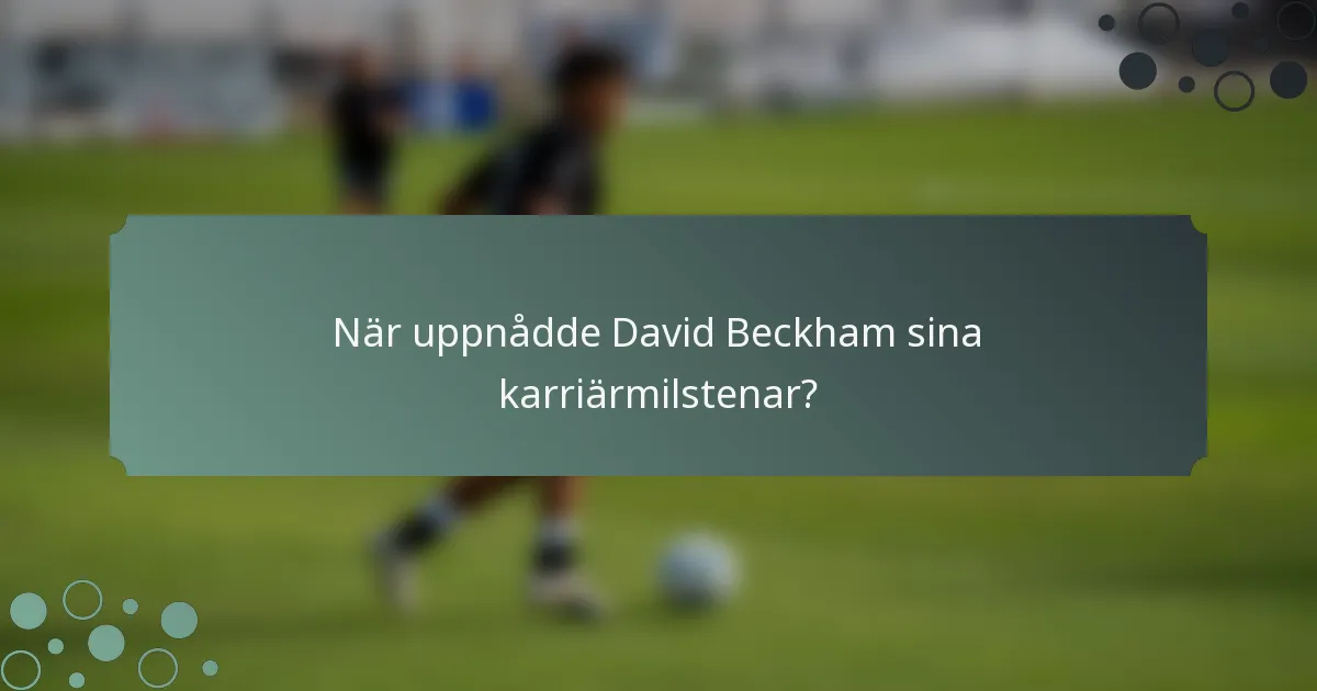 När uppnådde David Beckham sina karriärmilstenar?