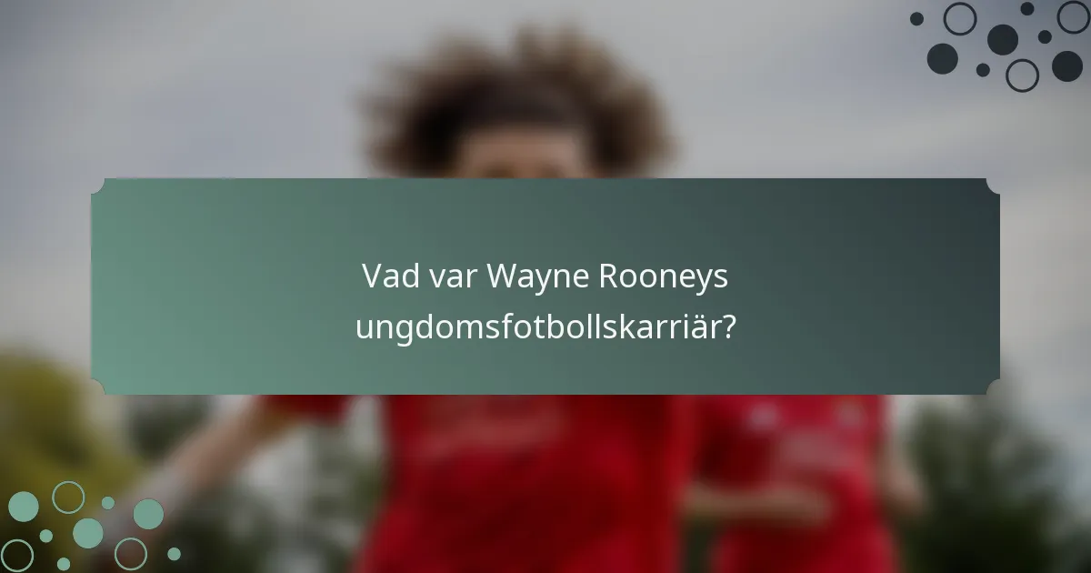 Vad var Wayne Rooneys ungdomsfotbollskarriär?