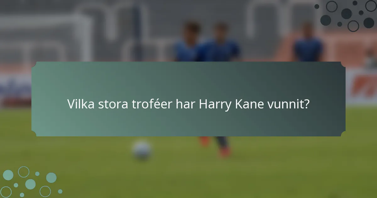 Vilka stora troféer har Harry Kane vunnit?