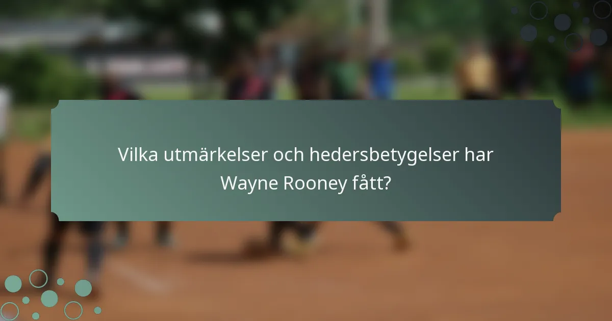 Vilka utmärkelser och hedersbetygelser har Wayne Rooney fått?